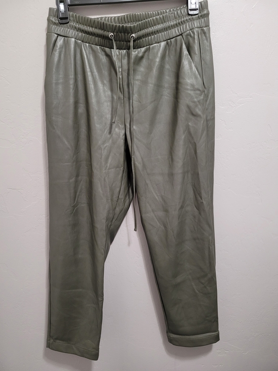 LOFT Pants - LOFT Olive Green Faux Leather Pull-on Barrel Jogger Pants